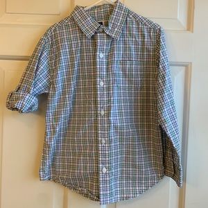 JANIE AND JACK Button Roll-Cuff Button Down Plaid